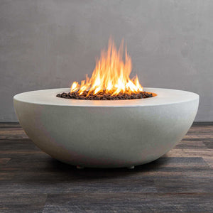 45" Round Gravity Concrete (GFRC) Fire Pit - Natural Gas - Push Button Spark Ignition - White by Starfire Designs
