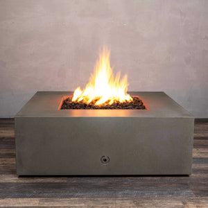 45" Square Gravity Concrete (GFRC) Fire Pit - Natural Gas - Push Button Spark Ignition - Brown by Starfire Designs