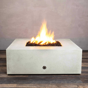 45" Square Gravity Concrete (GFRC) Fire Pit - Natural Gas - 110V Electronic Ignition System - White by Starfire Designs