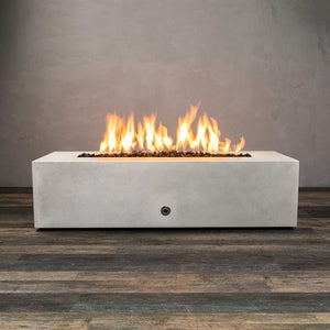 60" x 24" Rectangle Gravity Concrete (GFRC) Fire Pit - Natural Gas - 110V Electronic Ignition System - White by Starfire Designs