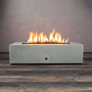 60" x 24" Rectangle Gravity Concrete (GFRC) Fire Pit - Propane Gas Hardline - 110V CSA On/Off Electronic Ignition System - Natural Gray by Starfire Designs