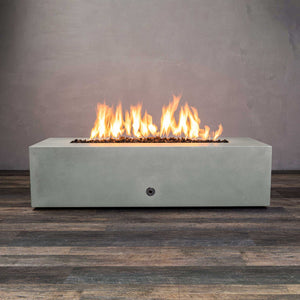 60" x 24" Rectangle Gravity Concrete (GFRC) Fire Pit - Propane Gas Hardline - 110V CSA On/Off Electronic Ignition System - Natural Gray by Starfire Designs
