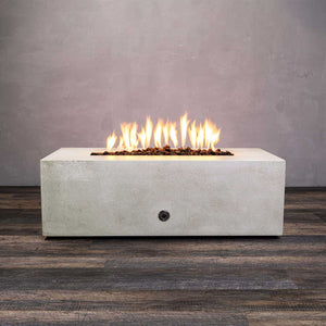 48" x 32" Rectangle Gravity Concrete (GFRC) Fire Pit - Propane Gas Hardline - 110V CSA On/Off Electronic Ignition System - White by Starfire Designs