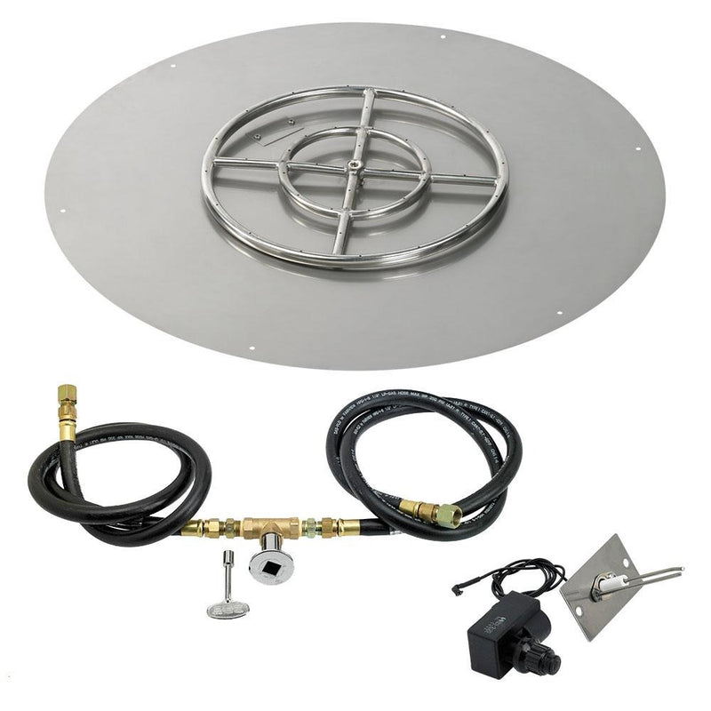 Round Stainless Steel Fire Ring (6"-18") and Flat Pan (12"-36") with Spark Ignition Kit by American Fireglass