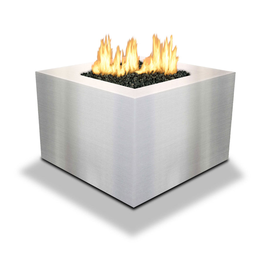 Starfire Designs Metal Gravity 36" Square Stainless Steel Gas Fire Pit with Propane Tank Access Door