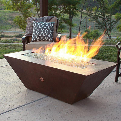 60" x 26" Largo Moreno Copper Rectangular Fire Pit and Lid COMBO