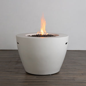 42" Round Beton Concrete (GFRC) Gas Fire Bowl with Hidden Propane Tank - White by Starfire Designs