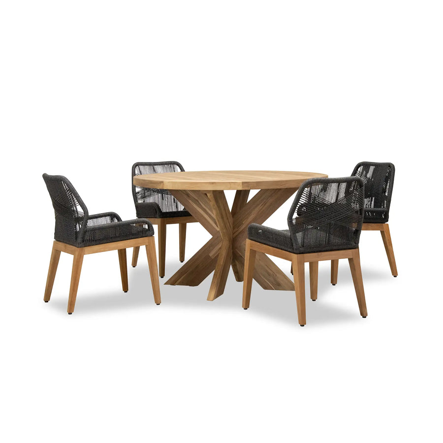 Carl Roost 4 Seat Reclaimed Teak and Rope Dining Set by Harmonia Living