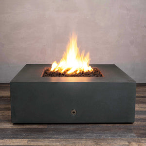 45" Square Gravity Concrete (GFRC) Fire Pit - Natural Gas - 110V CSA On/Off Electronic Ignition System - Graphite by Starfire Designs