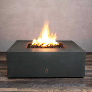 45" Square Gravity Concrete (GFRC) Fire Pit - Natural Gas - Match Lit Ignition - Graphite by Starfire Designs