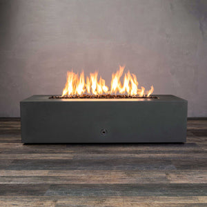 60" x 24" Rectangle Gravity Concrete (GFRC) Fire Pit - Propane Gas Hardline - 110V CSA On/Off Electronic Ignition System - Graphite by Starfire Designs