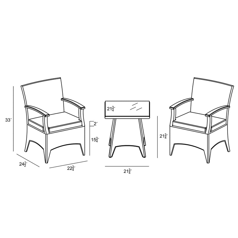 Arbor 3 Piece Chat Set by Harmonia Living