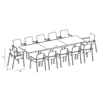 Lift 13 Piece Extendable Dining Set - Black by Harmonia Living