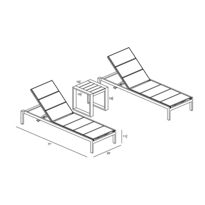 Lift 3 Piece Chaise Lounge Set - Slate by Harmonia Living
