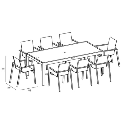 Lift 9 Piece Dining Set - White by Harmonia Living