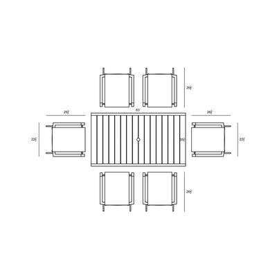 Lift Classic 6 Seat Rectangular Dining Set - Black/Black by Harmonia Living