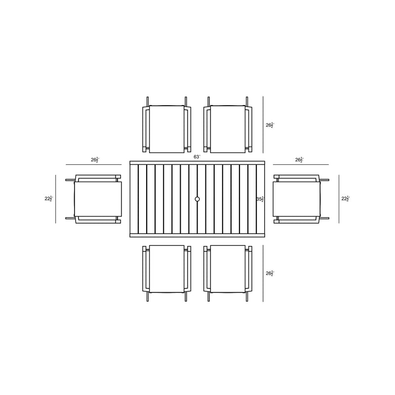 Lift Classic 6 Seat Rectangular Dining Set - Black/Black by Harmonia Living