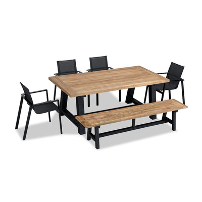 Lift Mill 6 to 7 Seat Reclaimed Teak Dining Set w/ Bench by Harmonia Living