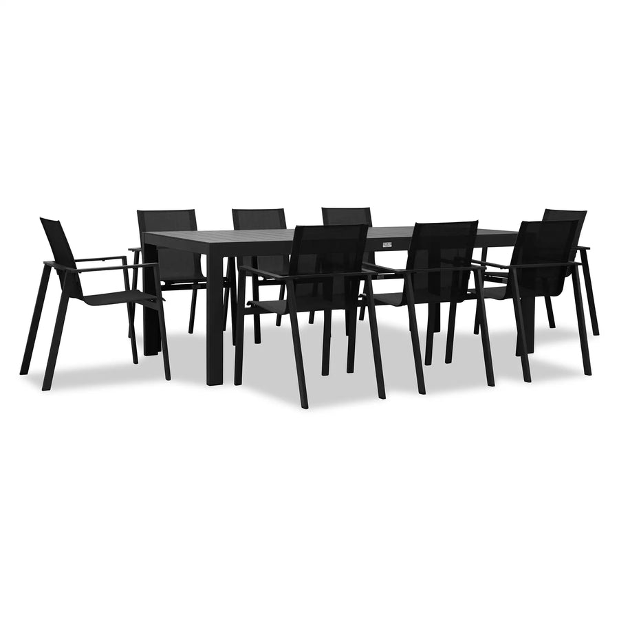 Lift Classic 8 Seat Rectangular Dining Set - Black/Black by Harmonia Living