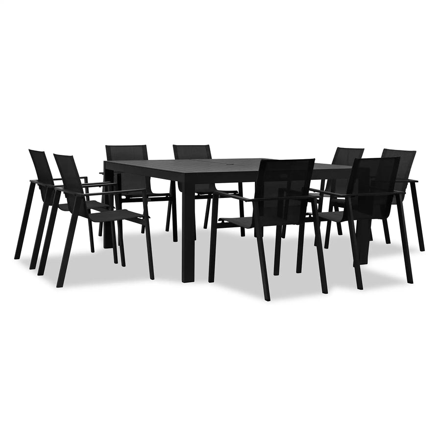 Lift Classic 8 Seat Square Dining Set - Black/Black by Harmonia Living