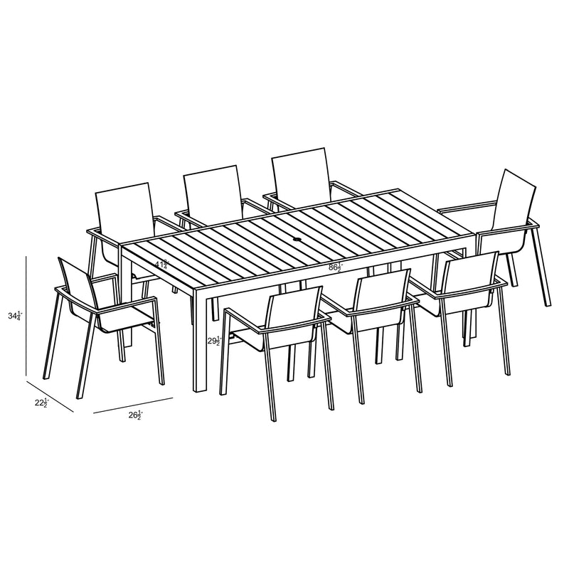 Lift Classic 8 Seat Rectangular Dining Set - Slate/Slate by Harmonia Living