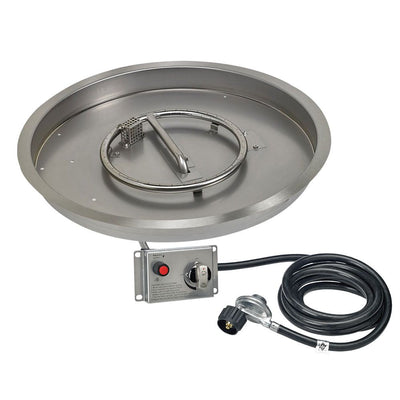 Round Stainless Steel Drop-in Fire Pit Pan (19" - 25") With Electric Ignition System kit, CSA Certified by American Fireglass