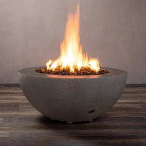 36" Round Rustic Gravity Concrete (GFRC) Fire Pit - Natural Gas - 110V CSA Hi/Lo Electronic Ignition System w/Bluetooth & Handheld Remote - Brown by Starfire Designs