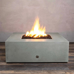 45" Square Rustic Gravity Concrete (GFRC) Fire Pit - Propane Gas Hardline - 110V CSA On/Off Electronic Ignition System - Natural Gray by Starfire Designs