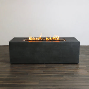 72" x 28" Rectangle Beton Concrete (GFRC) Gas Fire Pit with Hidden Propane Tank by Starfire Designs