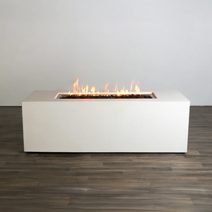 72" x 28" Rectangle Beton Concrete (GFRC) Gas Fire Pit with Hidden Propane Tank - White by Starfire Designs