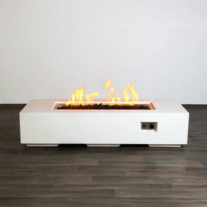 72" x 28" Rectangle Beton Concrete (GFRC) Gas Fire Pit - White by Starfire Designs