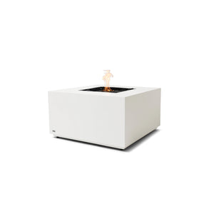 The EcoSmart Fire Chaser 38 Bone features a black burner set within a sleek bone concrete base, offering a modern gas fire pit with a strong flame display. Ideal for luxury patios, hotel lounges, and residential outdoor spaces, it creates a warm and inviting atmosphere.