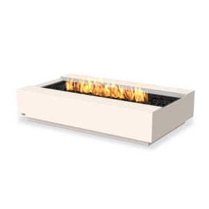 The EcoSmart Fire Cosmo 50 Bone propane gas fire pit boasts a minimalist rectangular design with a high-performance stainless steel burner set in a bone-colored concrete base. Designed for luxury outdoor entertaining, this modern fire table offers a smokeless, eco-friendly fire that enhances any patio, backyard, or outdoor lounge area.