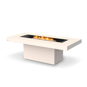 EcoSmart Fire Gin 90 Dining Fire Pit Table in Bone with a stainless steel burner is a sophisticated fire table designed for outdoor elegance. The stainless steel burner enhances durability and flame efficiency, making it a perfect choice for outdoor patios, garden lounges, and modern fire pit setups. This contemporary fire pit runs on natural gas or propane, delivering a seamless blend of style and functionality for high-end outdoor spaces.