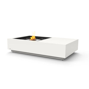 EcoSmart Fire Manhattan 50 Bone sleek rectangular outdoor fire pit with a stainless steel burner. Designed for modern patios, this luxury fire table provides a beautiful, adjustable flame with natural gas or propane, ensuring warmth and ambiance for outdoor entertainment.
