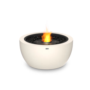 The EcoSmart Fire Pod 30 in a bone concrete finish with a black burner is a sophisticated round fire pit designed for outdoor elegance. Crafted with durable concrete, this ethanol fire pit provides clean-burning flames with decorative black fire media, perfect for patios, backyards, and outdoor lounges. Its smooth, contemporary style complements modern outdoor settings while offering warmth and ambiance.