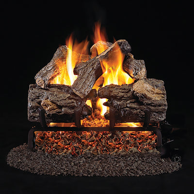 18/20" Burnt Rustic Oak Gas Logs & Vented G45 Fireplace Burner in Propane w/Assembled ANSI Certified Safety Pilot by Real Fyre - Previous Season - Clearance
