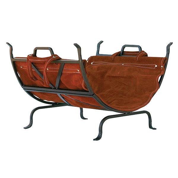 Olde World Iron Log Holder with Suede Carrier