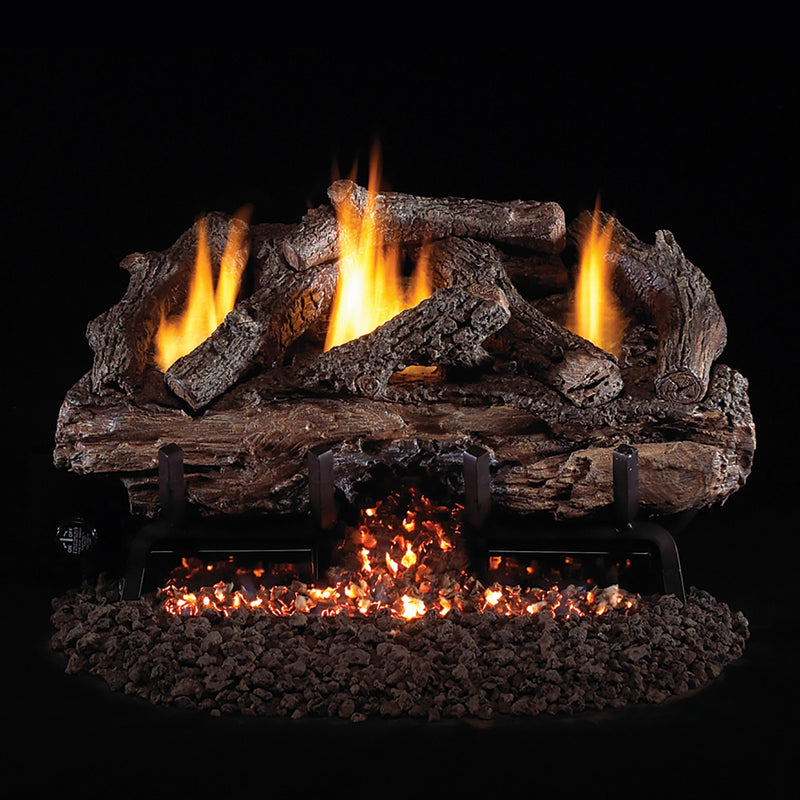 Vent-Free Gas Logs Charred Aged Split by Real Fyre