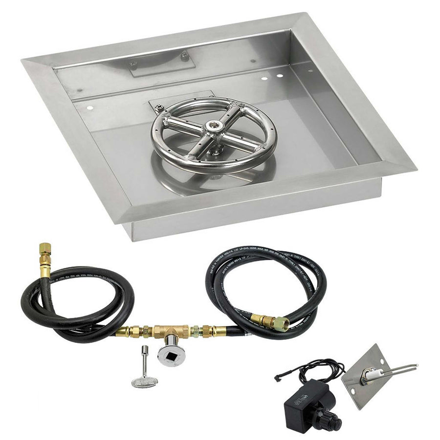 Square Stainless Steel Drop-In Pan with Kit by American Fireglass