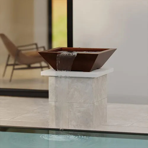 water bowl over a pool on a pillar