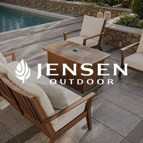 Elegant Jardinico outdoor cantilever umbrella providing shade over a modern poolside deck. Its sleek, adjustable design complements luxurious outdoor seating, ideal for creating shaded, stylish lounging areas.