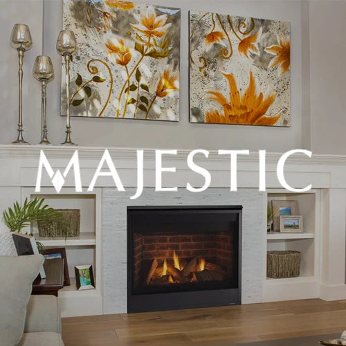 Majestic indoor gas fireplace showcased in a contemporary living room, surrounded by built-in shelving and vibrant floral artwork, creating a warm and inviting ambiance with realistic flames and modern design.