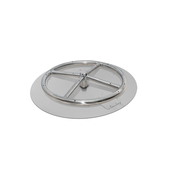 Top view of an 18-inch pan and 12-inch ring round stainless steel fire pit burner by Starfire Designs, showcasing the sleek, polished design and robust build for optimal heat and flame distribution in outdoor fire pits