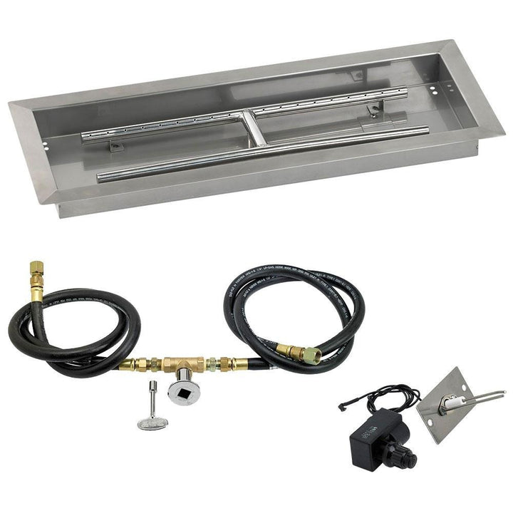 Rectangular Stainless Steel Drop-In Pan 18" - 48" with Spark Ignition Kit - by American Fireglass