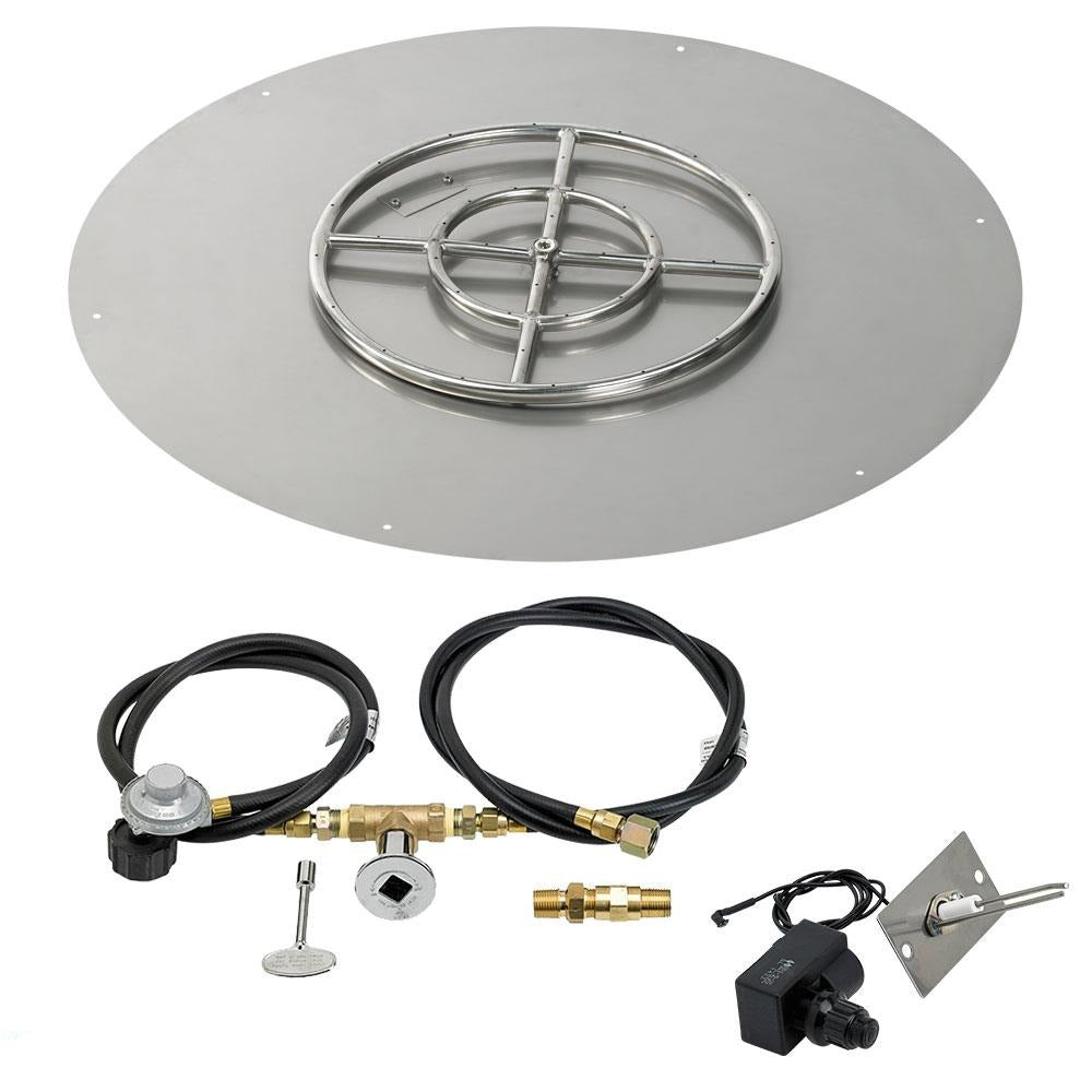 Round Stainless Steel Fire Ring (6"-18") and Flat Pan (12"-36") with Spark Ignition Kit by American Fireglass