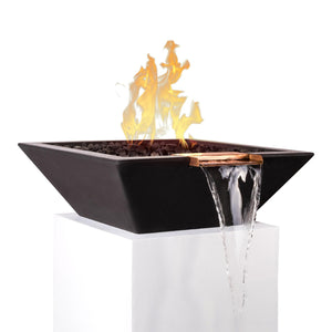 The Outdoor Plus 30" Square Concrete Maya Fire and Water Bowl