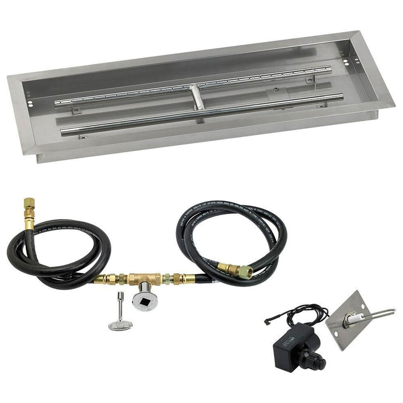 Rectangular Stainless Steel Drop-In Pan 18" - 48" with Spark Ignition Kit - by American Fireglass