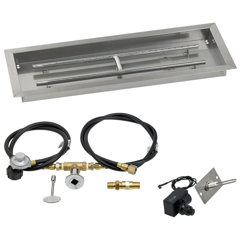 Rectangular Stainless Steel Drop-In Pan 18" - 48" with Spark Ignition Kit - by American Fireglass