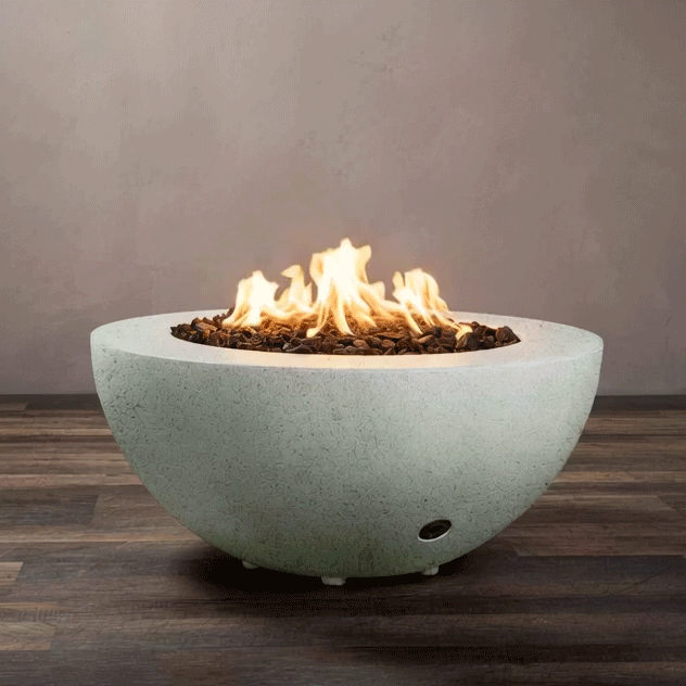 36" Round Rustic Gravity Concrete (GFRC) Fire Pit - Propane Gas Hardline - 110V CSA On/Off Electronic Ignition System - Natural Gray by Starfire Designs